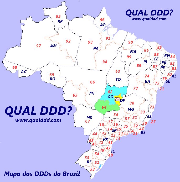Mapa de DDD de Goiás