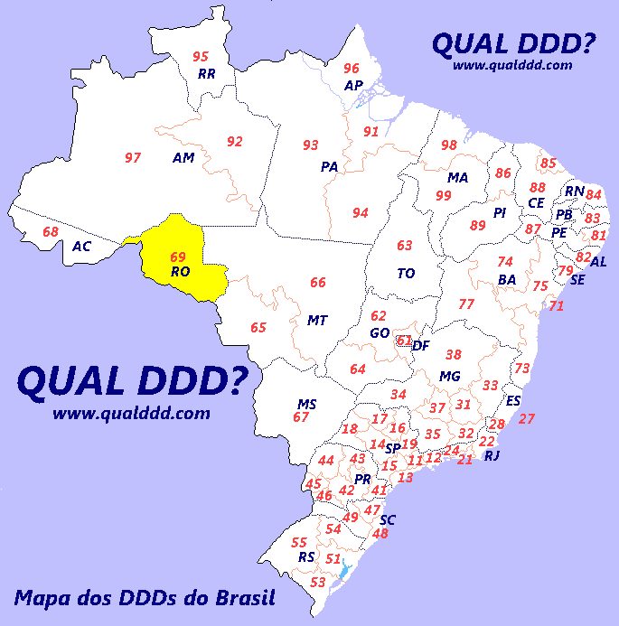 Mapa de DDD de Rondônia
